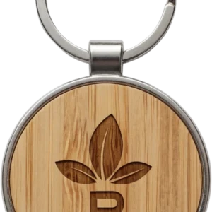 Bamboo Keychain Metal Silhouette