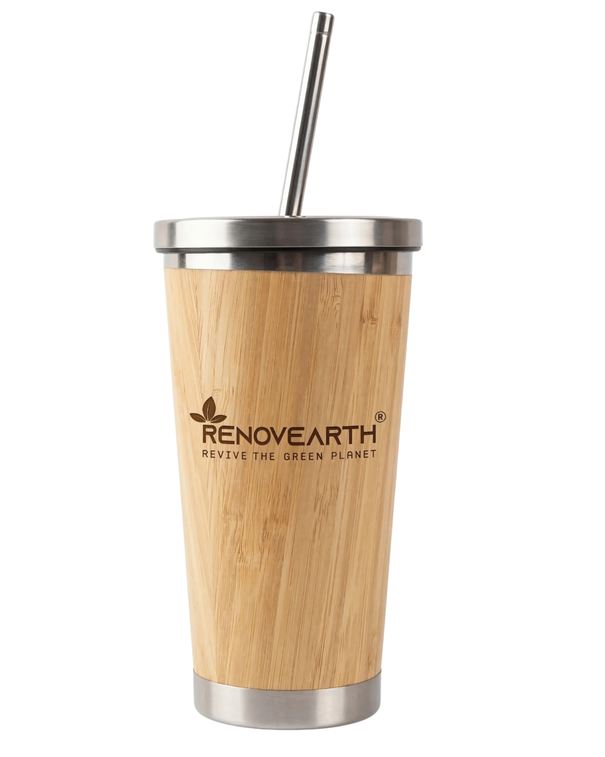 Bamboo Steel Mug with Straw (380ML)