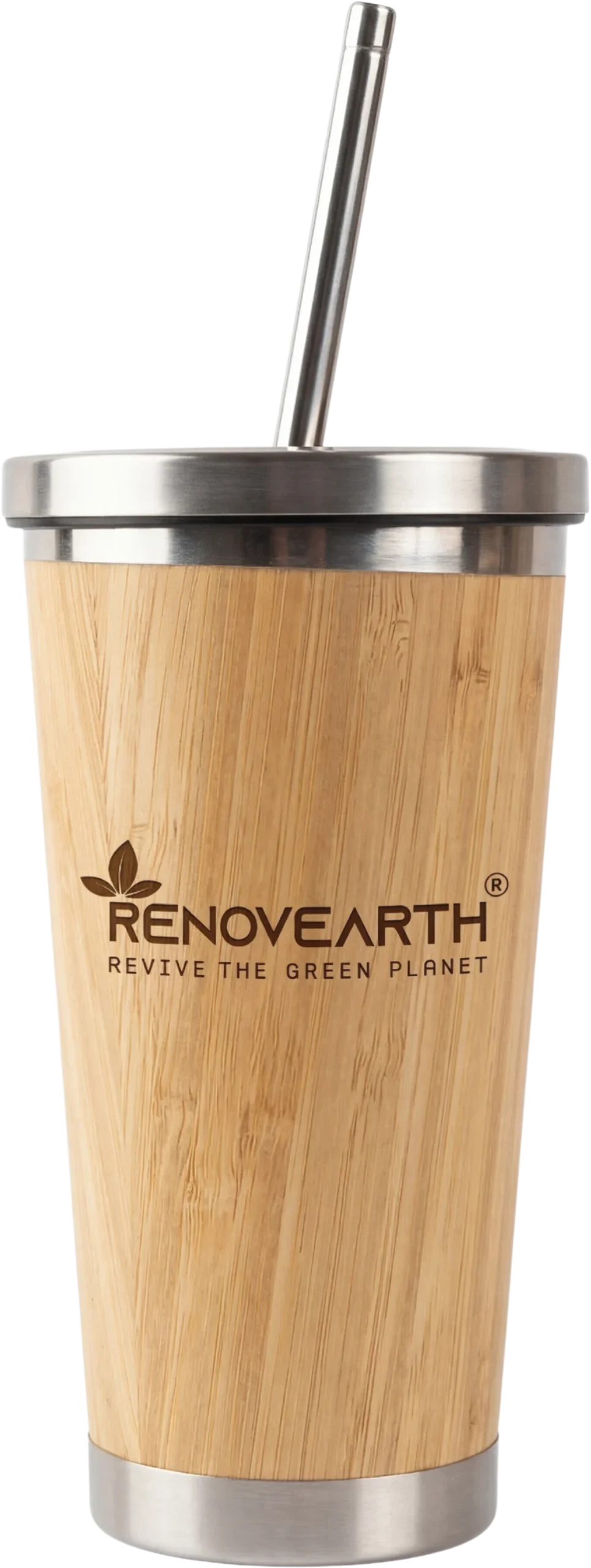Bamboo Steel Mug with Straw (380ML)